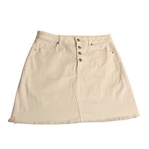 Ann Taylor Denim Jean Skirt White Mini Pockets Size 10
